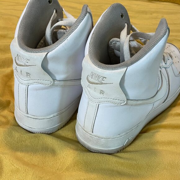 Nike Air Force 1 High Top Sneakers Size 13 White Leather & Mesh Mens - Picture 12 of 13